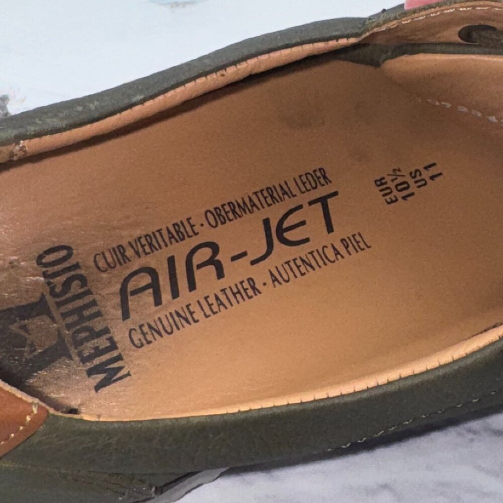 Mephisto Thomas Men's Sneaker Size US 11 Green Leather Air-Jet Walking Shoes - Picture 10 of 12
